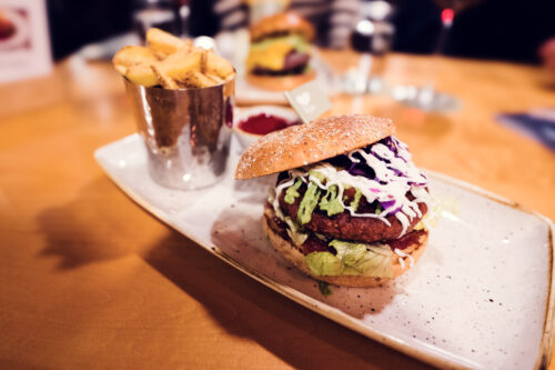 A delicious veggie burger served at Figls restaurant