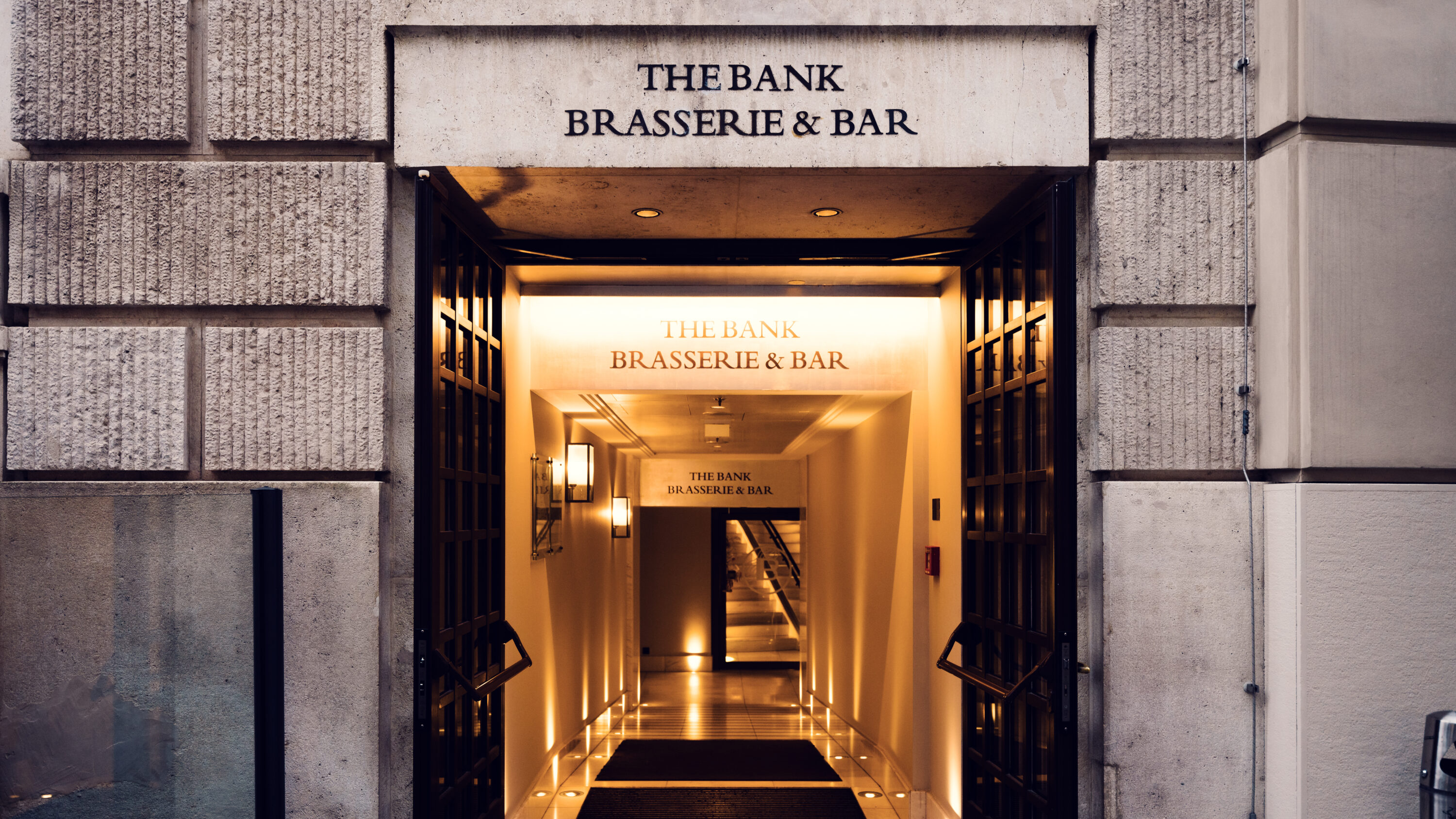 The entrance of the Bank Brasserie & Bar