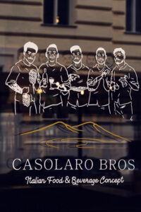 Casolaro Bros restaurant, featuring an illustration, likely representing the "brothers" behind the concept.