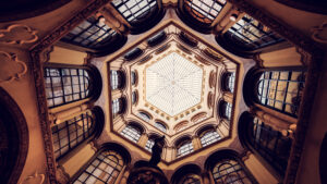 Elegant arches and intricate design of the Ferstel Passage, a hidden gem in Vienna's historic city center.