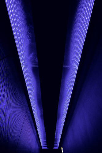 An illuminated hallway at the House of Music