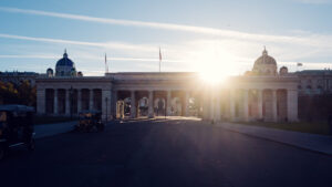 Historic main gate of Heldenplatz, a symbol of Vienna's grand heritage.