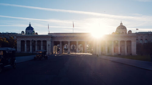 Historic main gate of Heldenplatz, a symbol of Vienna's grand heritage.