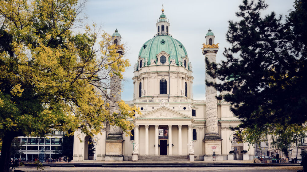 St. Charles Church front view from Karlsplatz