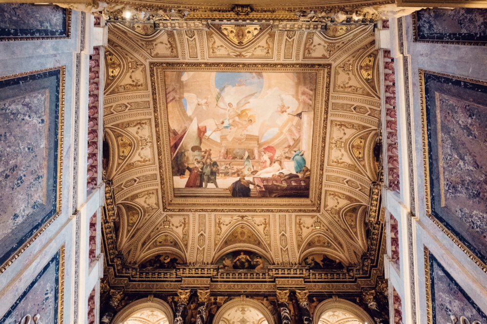 Beautiful ceiling decorations in the main staircase area of the Kunsthistorisches Museum Vienna