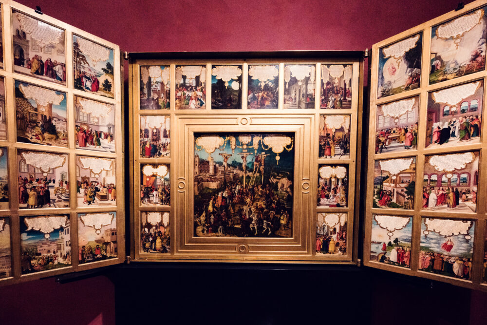 Heinrich Füllmaurer's Mömpelgard Altarpiece, featuring an altar with three pairs of wings, located in Room XXX of the Kunsthistorisches Museum Vienna