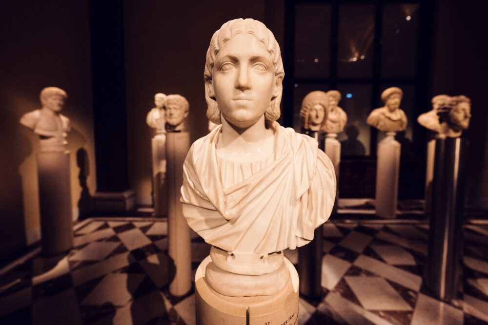 A marble bust of Julia Mamaea from the 2nd century in the antiquities collection of the Kunsthistorisches Museum Vienna