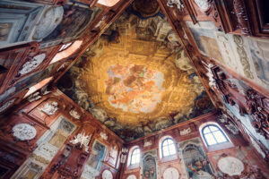 Baroque ceiling decoration at Lower Belvedere in Vienna.