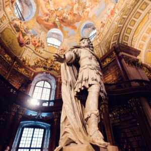 Charles VI statue in the Prunksaal of the Austrian National Library.