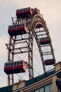 Detail shot of the Giant Ferris Wheel´s (Wiener Riesenrad) historic cabins.