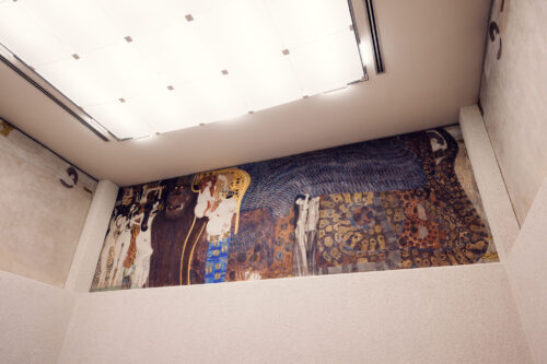 Vienna Secession Building housing Gustav Klimt's Beethoven Frieze, an important Art Nouveau landmark in Vienna's cultural district.