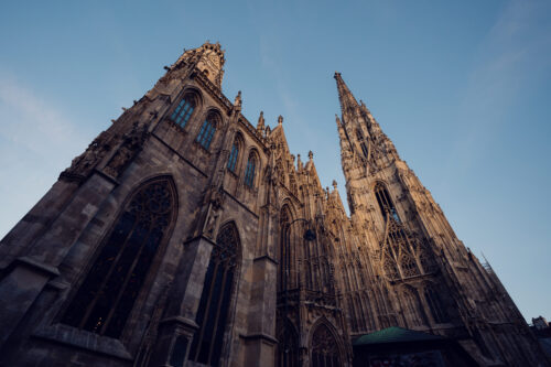 Close-up of the St. Stephen's Cathedral Gothic details, revealing centuries of architectural artistry.