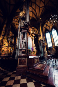 Mystical atmosphere inside St. Stephen's Cathedral.
