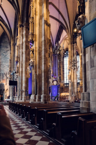 Ancient stone pillars supporting centuries of history of the St. Stephen's Cathedral.