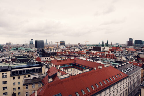 Breathtaking panoramic view of Vienna from St. Stephen's Cathedral's South Tower.