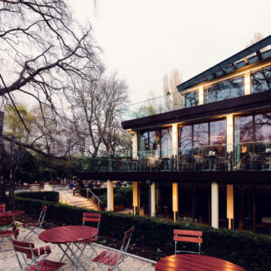 Stöckl im Park's outdoor terrace setup.