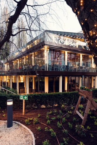 Side view of Stöckl im Park restaurant.