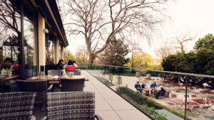 Side view of Stöckl im Park restaurant.