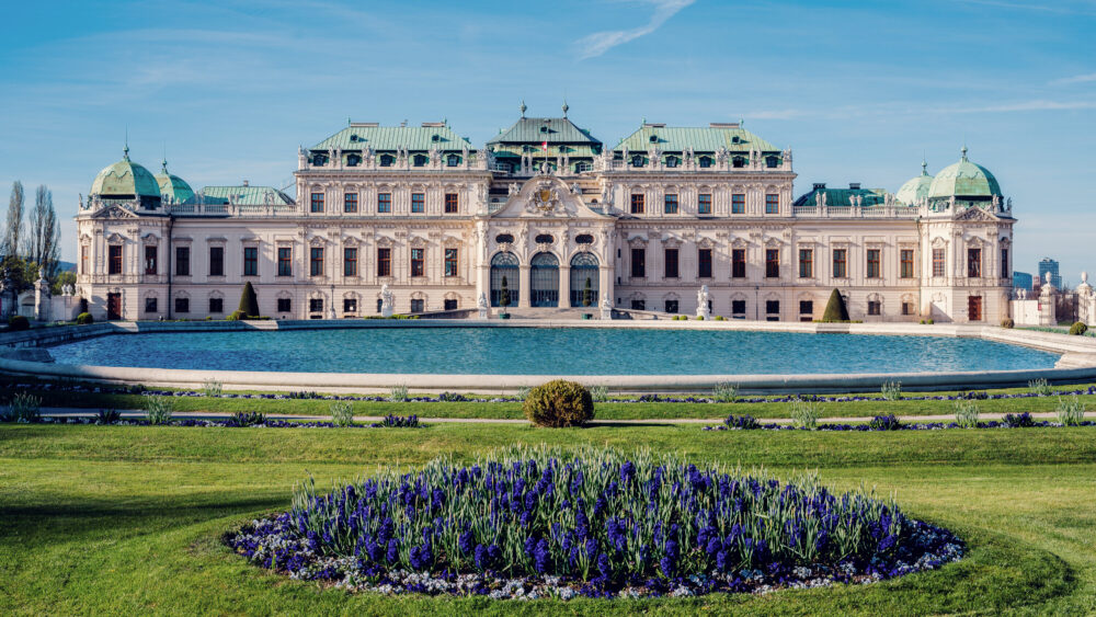 Sun-drenched facade of Upper Belvedere.