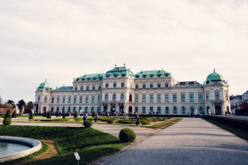Low-angle view of Upper Belvedere emphasizing its monumental scale.