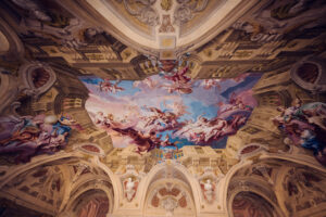 Spectacular ceiling frescoes in Belvedere Castle.