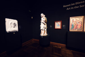 Sculpture gallery at Belvedere Castle, featuring elegant marble works.