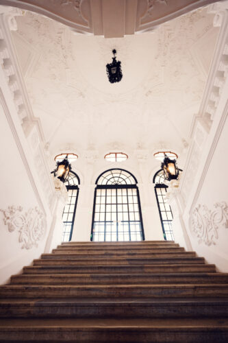Majestic ceremonial staircase at Upper Belvedere.