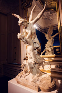 Exquisite interior stone sculptures at Belvedere Castle's museum galleries.