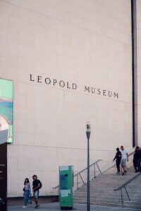 The entrance to the Leopold Museum in Vienna located in the MuseumsQuartier