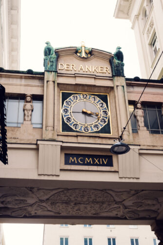 Backside mechanical display of Ankeruhr.