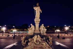Detailed sculptures adorning the Austrian Parliament's exterior.