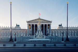 Austrian Parliament's neoclassical style, a testament to Vienna's heritage.