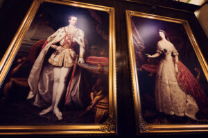 Portraits of Empress Sissi and Emperor Franz Joseph at Café Central, capturing the elegance and historical charm of Vienna's imperial past.