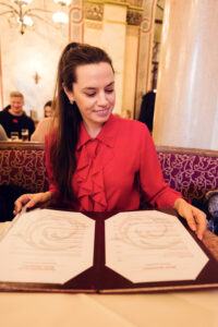 Inside Café Central, where the elegant ambiance and rich history create a perfect backdrop for enjoying traditional Viennese coffee and pastries.