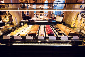 Exquisite cakes and pastries at Café Central, a Viennese culinary delight.