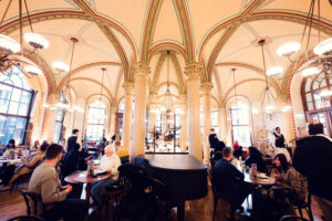 Café Central's elegant dining room, offering a taste of Vienna's past.