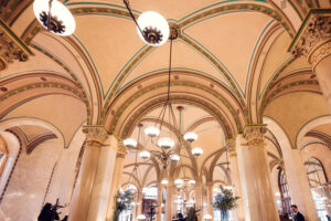 Elegant marble columns at Café Central, adding to the historic and sophisticated ambiance of this iconic Viennese café.