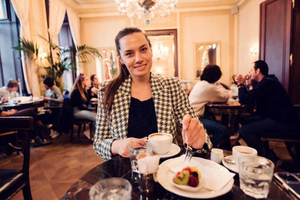 Café Demel's elegant dining room, where history and taste converge.