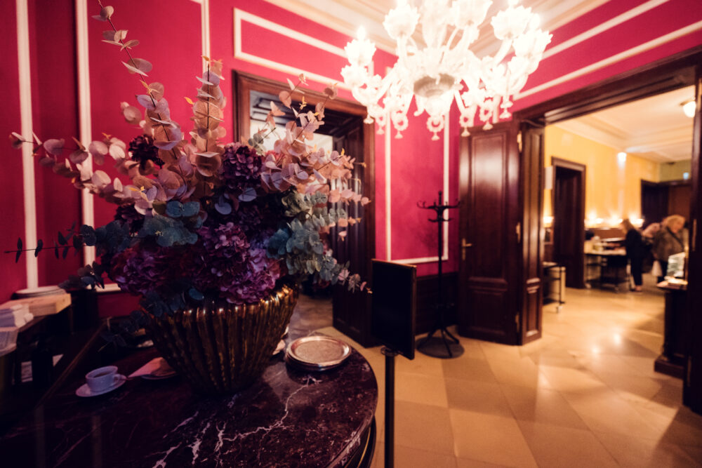 Café Demel's opulent chandeliers and decor, reflecting its royal heritage.