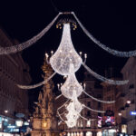 During the holiday season, the Graben is beautifully adorned with festive Christmas lights, creating a magical atmosphere.