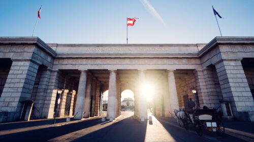 Historic main gate of Heldenplatz, a symbol of Vienna's grand heritage.