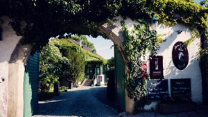 Historic entrance courtyard at Pfarrwirt.