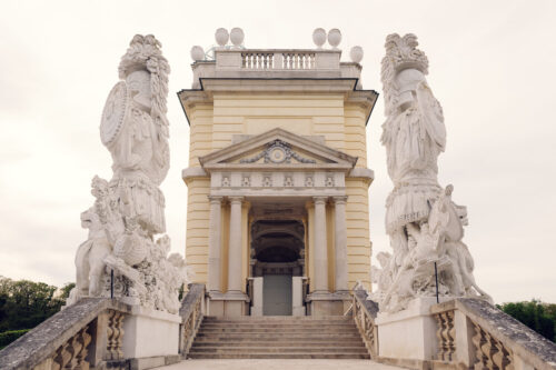 Gloriette's staircase leading to panoramic views, perfect for romantic portrait photography.