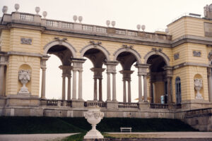 Magnificent baroque symmetry of the Gloriette's colonnade.