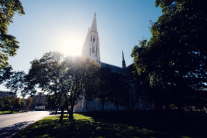 Wide-angle view of Votivkirche Vienna.