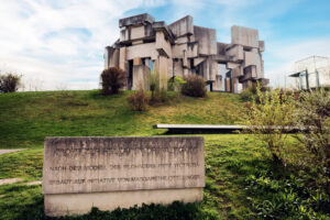 Wotrubakirche surrounded by lush greenery, offering a serene escape in the heart of Vienna.