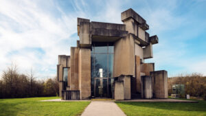 Wotrubakirche nestled in Vienna's greenery, offering a contrast between nature and modern design.