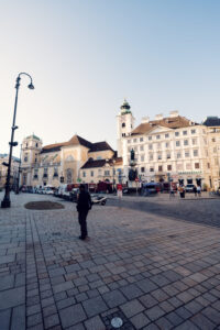 Freyung Square's picturesque setting, a favorite spot for locals and tourists alike.