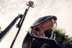 Black Mamba at Prater Vienna, thrilling ride attraction with dark theme and high-speed track in historic Wiener Prater amusement park.