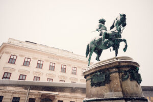 Equestrian statue of Archduke Albrecht near Albertina Museum in Vienna.